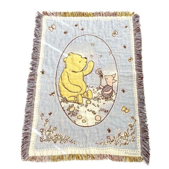 Disney Vintage Winnie the Pooh Woven Blanket Tapestry Throw Wall Decor - Picture 2 of 5